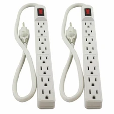 2-Packs 1 Feet 8 Outlets 90J Surge Protector AC Wall Power Strip UL Listed Beige