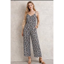 LOFT Factory Floral Wide Leg Jumpsuit Size Small Boho Summer Easter