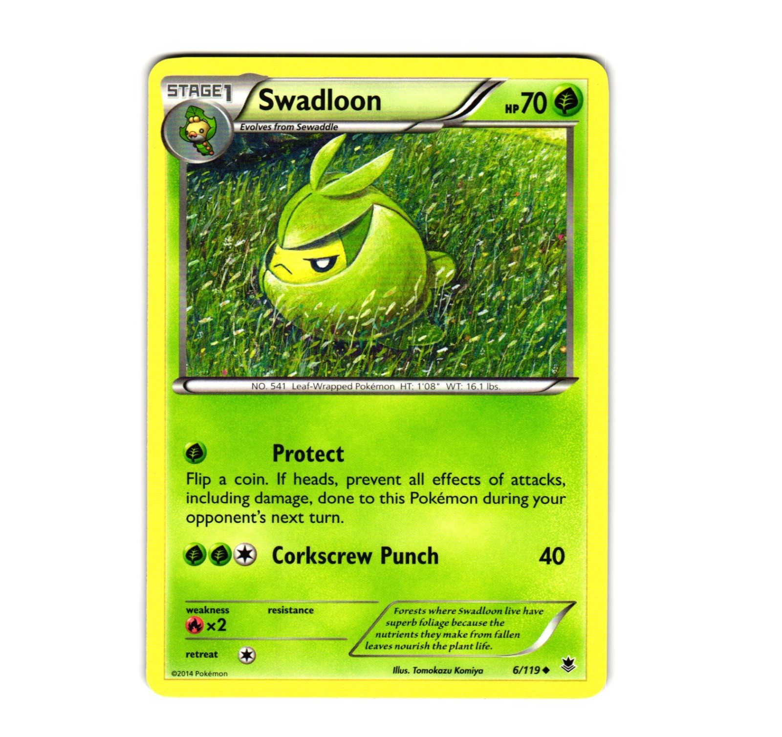 Pokemon Swadloon 6/119 XY - Phantom Forces Uncommon NM