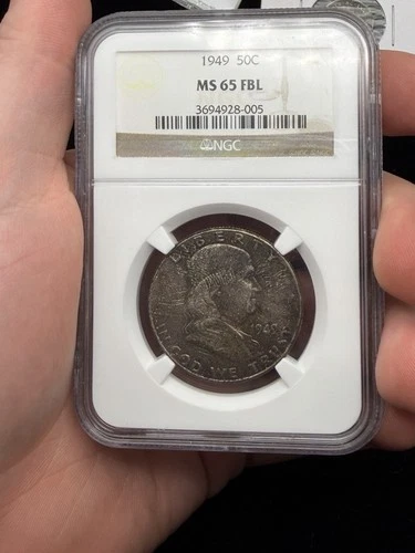1949 Franklin half dollar NGC MS65 FBL double Mint Set Gem Coin