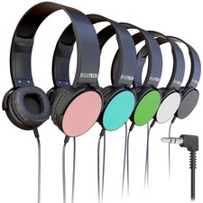 5 PCS Bulk Wired OnEar Leather Headphones 3.5mm Connector Round Metal Multi