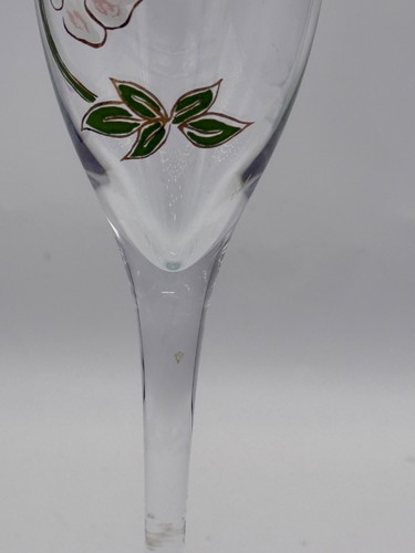PERRIER JOUET BELLE EPOQUE FLAUTO CHAMPAGNE, VETRO dipinto a mano 7 1/2", FRANCIA - Foto 4 di 7