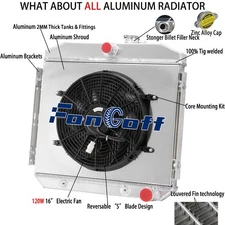 3 Rows Radiator Shroud Fan For 1955-1957 Chevy Bel Air/Nomad/Del Ray L6 3.8L