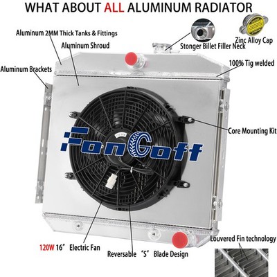 4 Row Radiator+Shroud Fan For 1955-1957 Chevy Bel Air Nomad Del Ray L6 3.8L US