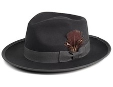 Fedora Hats for Men Women Wide Brim Felt Hat Dress Panama X-Large Dark Grey