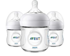 3 Pack Philips Avent Natural Baby Bottle Newborn Flow Nipple Clear 4 oz 125 ml