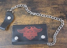 RARE VINTAGE Harley Davidson Leather Wallet w/Zipper Compartment 18