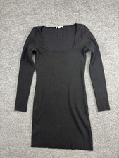 Vince Sweater Dress Womens Small Black Ribbed Square Neck Bodycon Knit