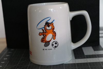 Seoul 1988 Olympics OB Beer Hodori Tiger Stein Mug Soccer Mascot Korea Boxed