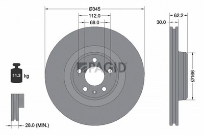 2x Bremsscheibe PAGID 55943NHC für AUDI A6 Allroad C7 4GH 4GJ TDI quattro TFSI