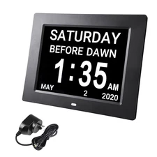 Large Digital LCD Day Clock Dementia Week Date Calendar 8-Alarm Time