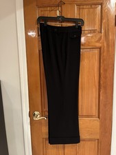Women's Dress Pants Black W/ Cuff. Size 12P. Front Zipper  Side Tab Dtls