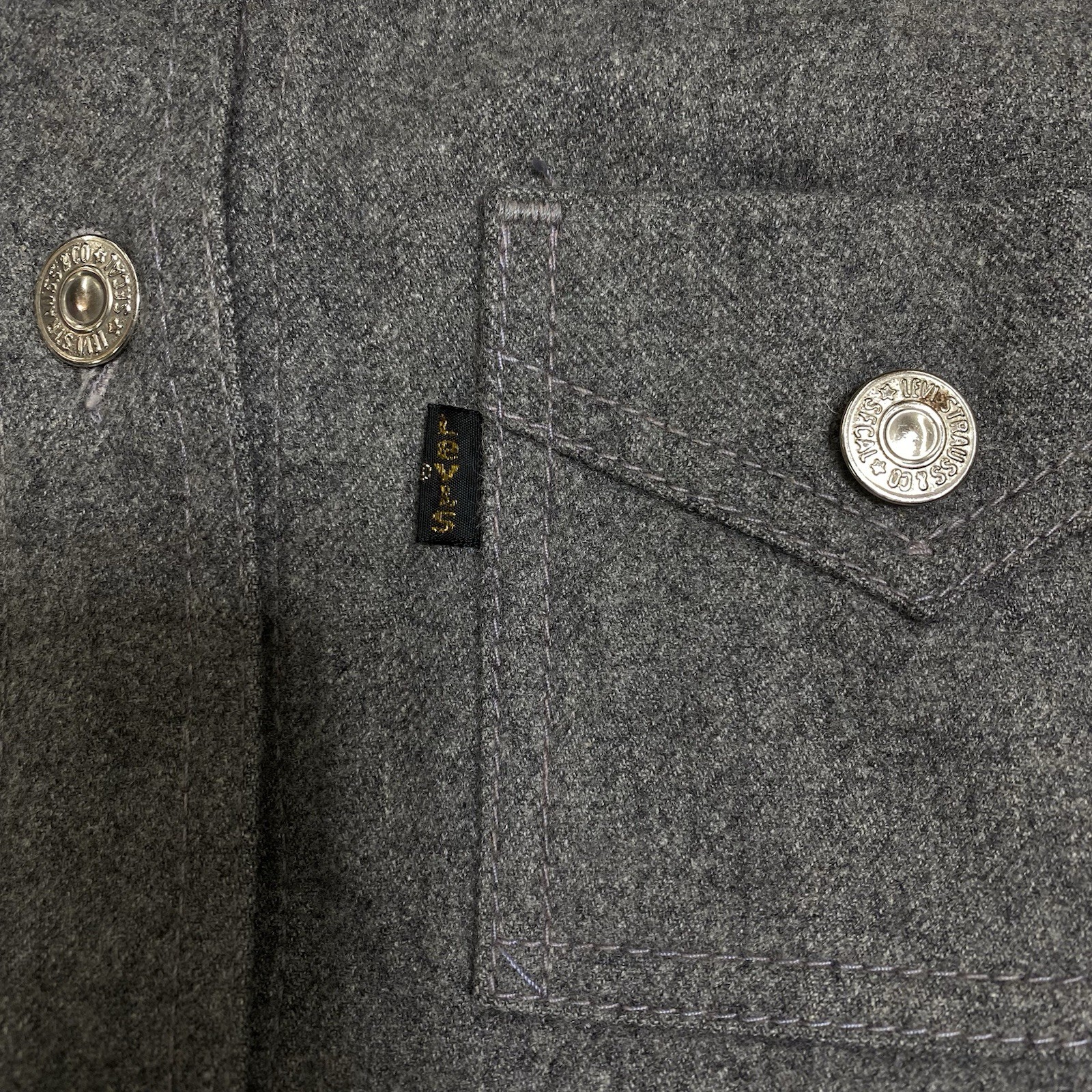 Vintage Miss Levis Womens Small Gray Button Front Collared Wool Shirt Jacket thumbnail 6