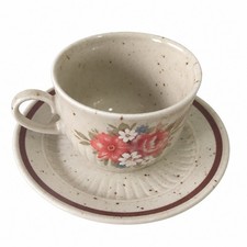 Winterling Tasse mit Untertasse Beige Porzellan Blumen Blumenmuster Vintage