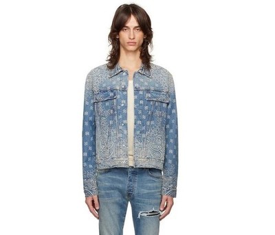Men s AMIRI Bandana Jacquard MA Denim Jacket Size Medium New w/ Tags