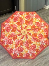 COACH Peyton Signature Floral Print Compact Umbrella Silver Pink Multicolor