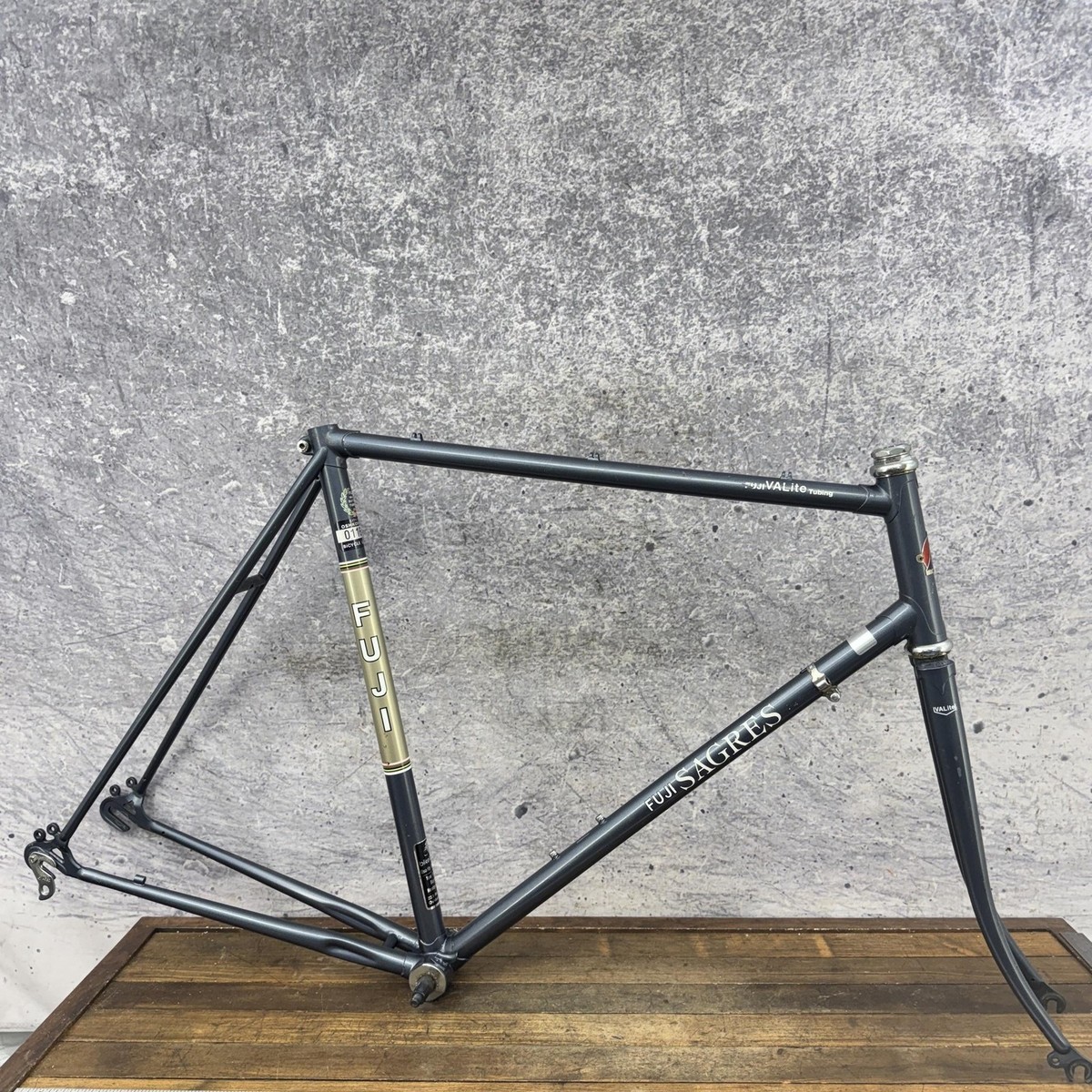 Vintage Fuji Sagres Road Bike Frame 58cm Gray Japan 1980s Steel