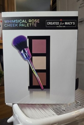 Whimsical Rose 4 Pc Cheek Palette Set Blush Highlighter Bronzer Brush