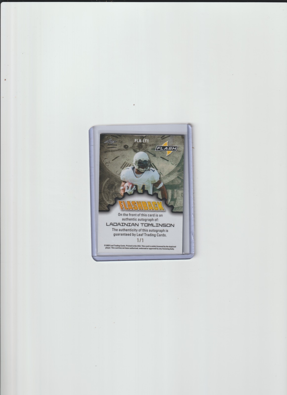 2025 Leaf Eclectic Autograph Flashback LaDainian Tomlison 1/1 Auto San Diego view 2