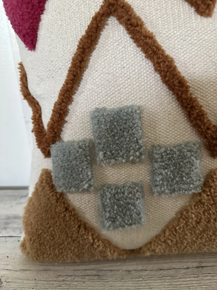 Duck Cloth Pillow With Abstract Raised Yarn Designs Feather Insert 16”by16” IKEA - Image 2 of 4