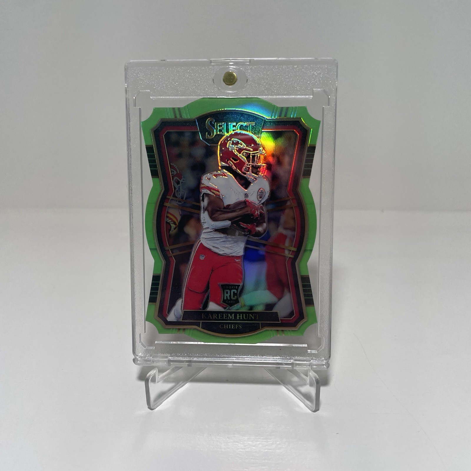 2017 Select Premier Level Die-Cut Green Prizm /49 Kareem Hunt Rookie RC