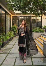 Festive Collection Black Roman Silk Kurta Palazzo With Dupatta For Women