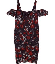 GUESS Womens Ruched Off-The-Shoulder Mini Dress, purple, S