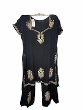 Karma By Karma Kundan Salwar Suit Set Size 42 Black Gold Embroidered