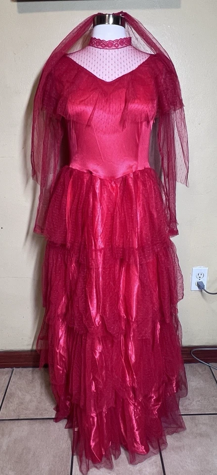 BeetleJuice Lydia's Red Wedding Dress Small 4-6 Costume Cosplay Broadway - Image 2 of 4