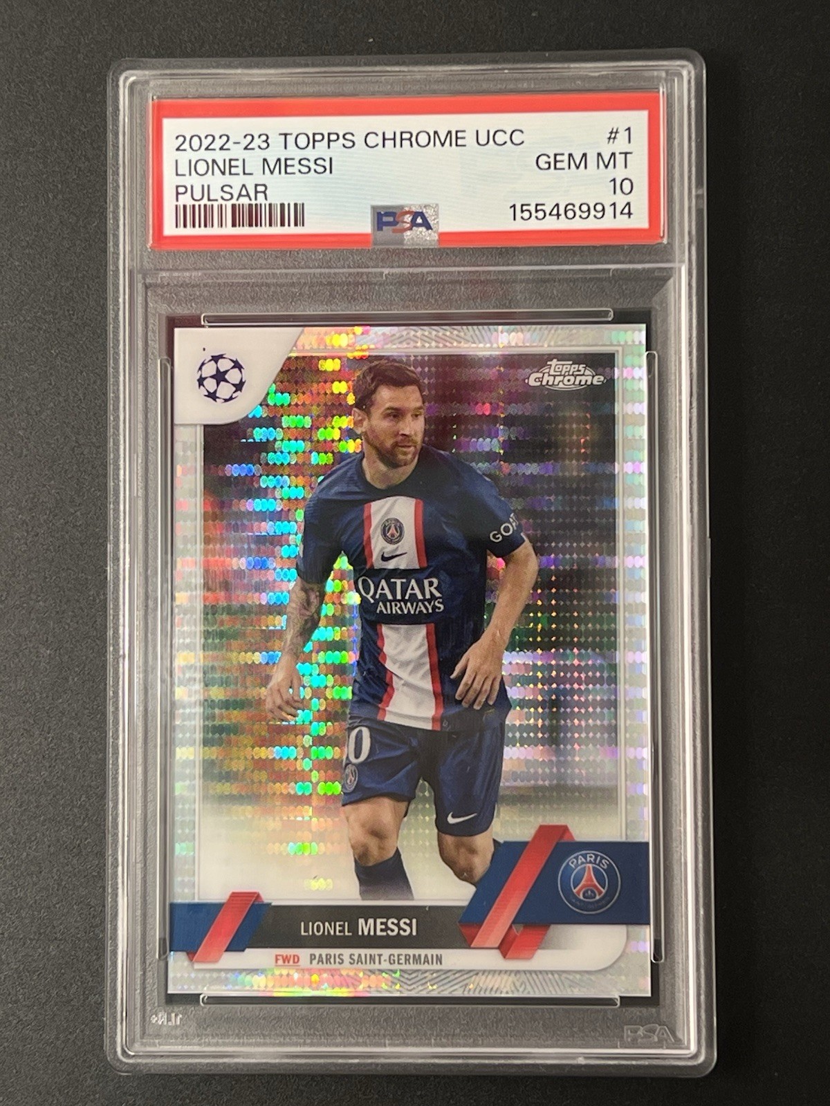 2022-23 Topps Chrome UCC Lionel Messi #1 PSA 10 Pulsar