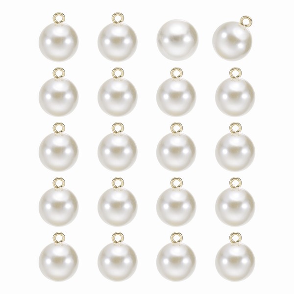 20 StüCk Runde PerlenknöPfe 16Mm Metallstiel NäHen Diy KnöPfe, Beige Gold-image
