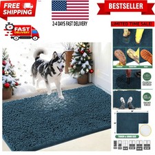 Chenille Absorbent Outdoor Doormat 30" x 20", Washable Muddy Door Mats for Do...