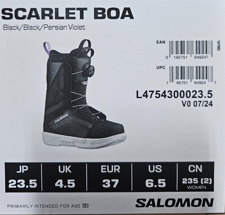 SALOMON - SCARLET BOA -2025- WOMEN - MONDO 23.5 (6.5 US) - DUTY