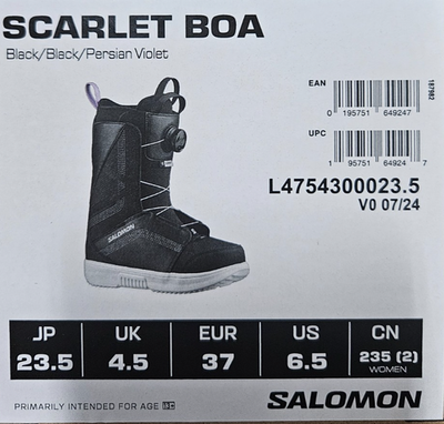 SALOMON - SCARLET BOA -2025- WOMEN - MONDO 23.5 (6.5 US) - DUTY