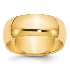 14k Yellow Gold 7mm Half Round Wedding Band Ring for Men Size 12.5