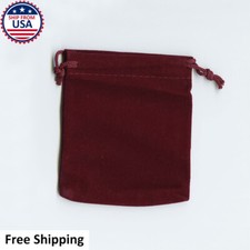 Dark Red Small 8x10cm Velvet Jewelry Gift Favors Party String Bag Pouch