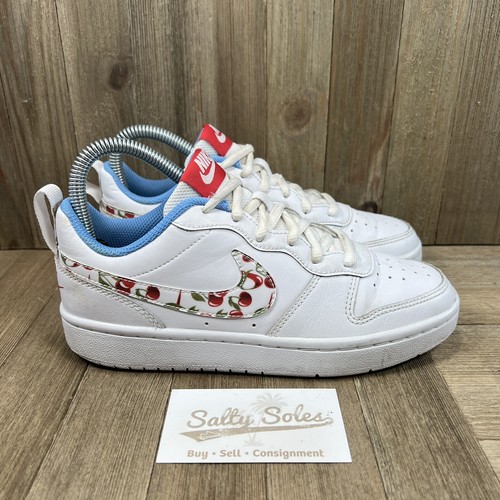 Nike Court Borough Womens 5 Low Top Cherry White Leather Sneakers Shoes  (3.5Y) | eBay
