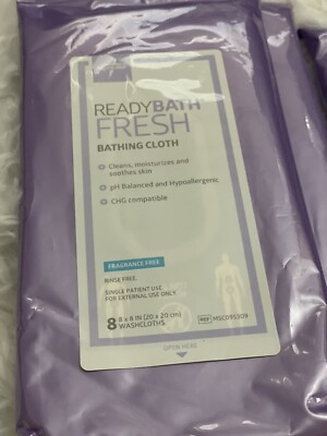 Medline ReadyBath Cleansing Cloth Wipes, Fragrance Free (8 Countpk)| 10 packs