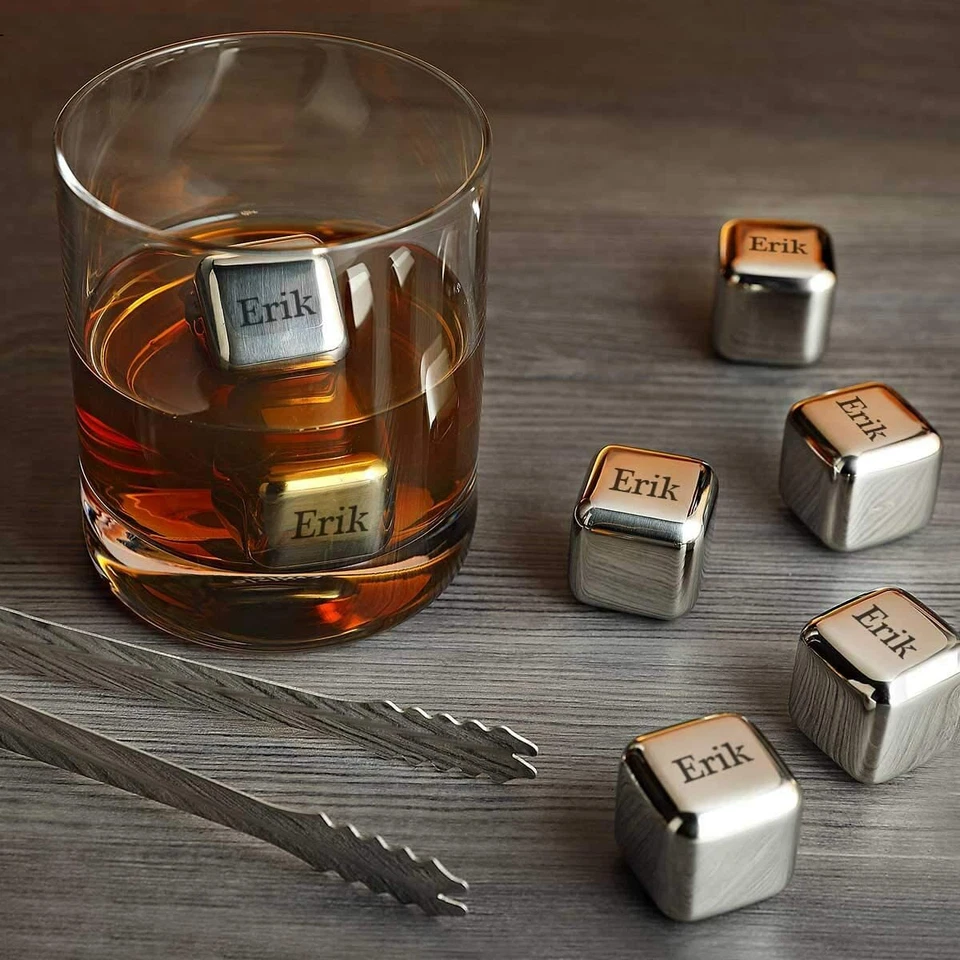 Whiskysteine Set 8 Pezzo Argento Con Incisione Desiderata - Immagine 2 di 4