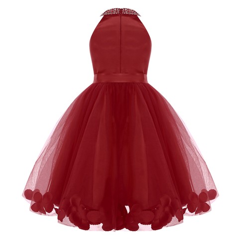 Girl Princess Dresses Sparkly A Line Petal Wedding Party Prom Mesh Tulle Dancing - Picture 26 of 52