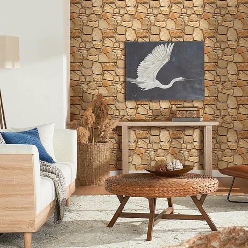 10 Sheets Fieldstone 3D PVC Wall Panels Peel and Stick Brown Faux Fieldstone New - Picture 9 of 9