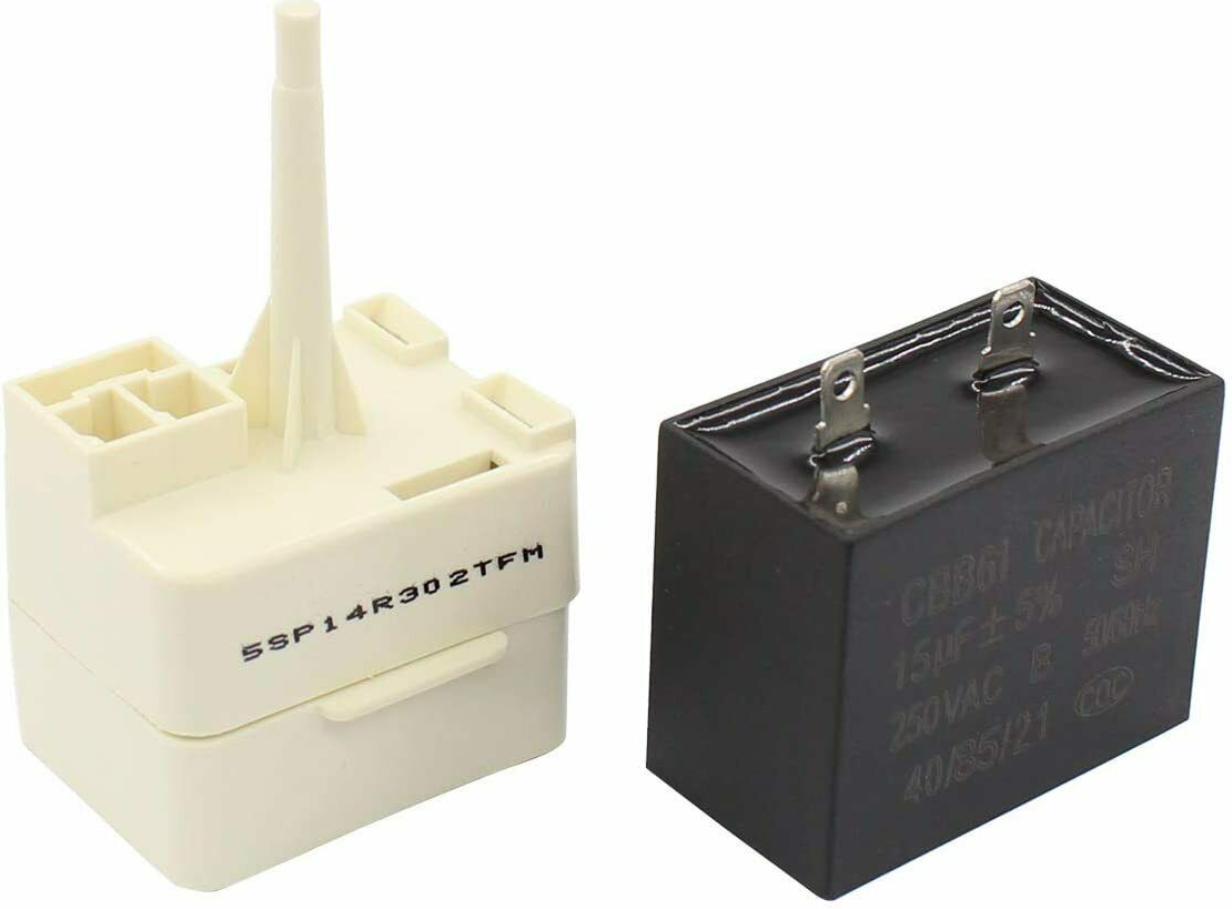 Kenmore Frigidaire Refrigerator Compressor Relay Start and Overload and capacito-image