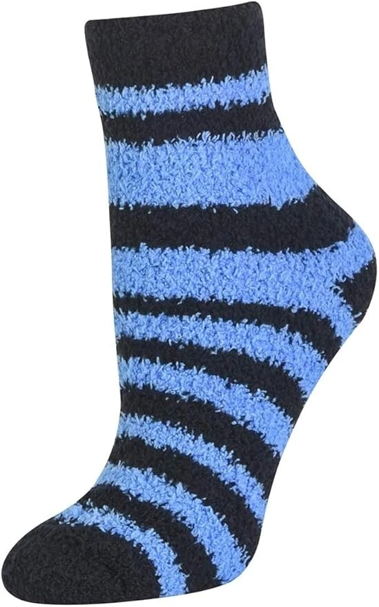 6 Pairs Women's Cozy Fuzzy Crew Striped Soft Slipper Socks Size 9-11 Multicolor - Image 2 of 4