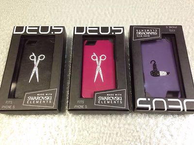 Deos Iphone 5 or 5s Cases 3 Leather Swarovski Crystal Stylist Scissor Hairdryer
