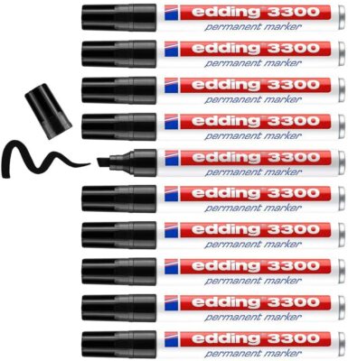 edding 3300 Permanentmarker mit Variabler Spitze - Schwarz - 10er Pack