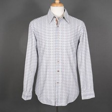 Robert Graham Cotton Diamond Pattern Blue/Gray Button Up Dress Shirt - SZ M