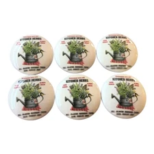 Set of 6 Kitchen Herbs Farmhouse Wood Cabinet Knobs