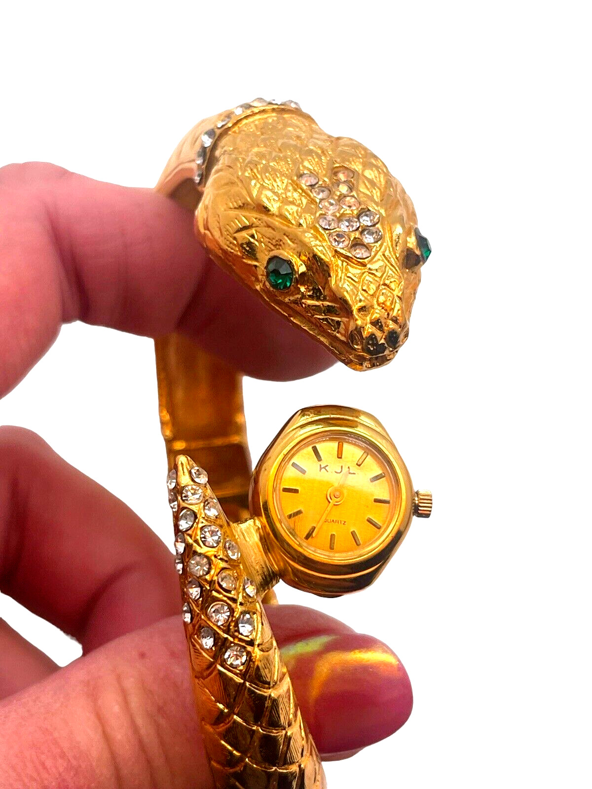 Bracelet Watch, Rare Bangle KJL Snake Figural  De… - image 3