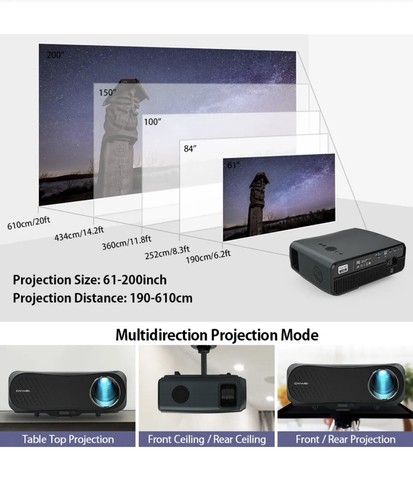 CAIWEI 10000lms Native 1080P Projector Office Multimedia Home Theater LED Movie - Picture 8 of 16
