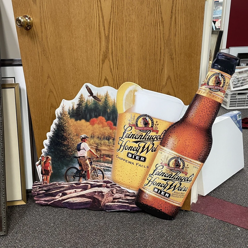 Letrero de metal en relieve GRANDE Matt Zumbo de colección Leinenkugel's cerveza miel blanco exterior Foto 2 de 4